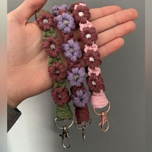 Flowered Keychain Wristlet